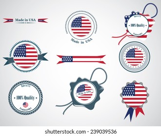 Made in USA - set of seals, badges. Vector illustration