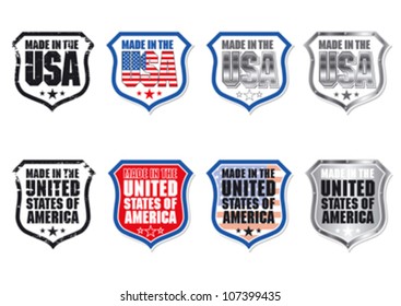 Made in the USA Shield with Stars and Stripes editable vector graphic