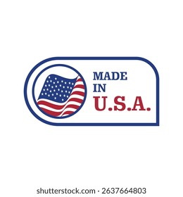 made in usa sign label design vector with flag	