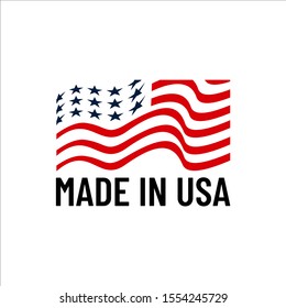 made in USA sign logo american flag US icon vector with red blue star stripes design element