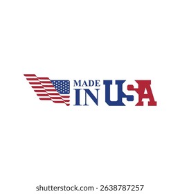 made in usa sign logo vector with united states flag	