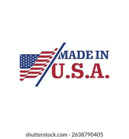 made in usa sign logo vector design with united states flag	