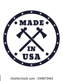 Made in USA sign with tomahawks vector illustration, eps10, easy to edit