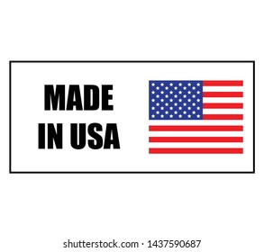 made in USA sign vector. USA flag