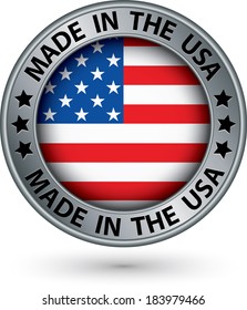 Made in the USA silver label, vector illustration