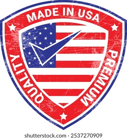 Hecho En Estados Unidos Sello, Hecho En Los Estados Unidos Insignia, Hecho En América, Hecho En El Emblema De Estados Unidos, Calidad Premium Certificado