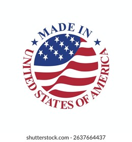 made in usa stamp circle logo vector design with circle united states flag element	