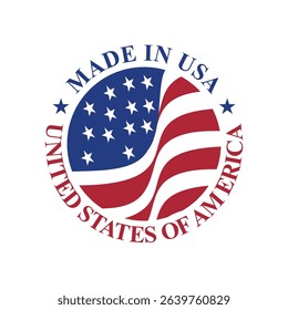 made in usa stamp circle logo vector design with circle united states flag element	