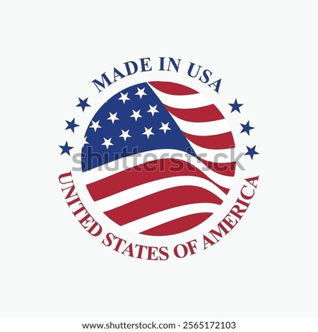 made in usa stamp circle logo vector design with united states flag element 