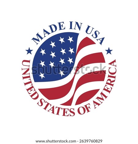 made in usa stamp circle logo vector design with circle united states flag element	
