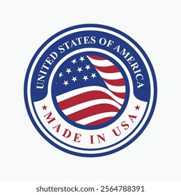 made in usa stamp circle vector design with united states flag element