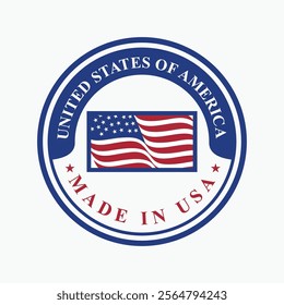 made in usa stamp circle vector design with united states flag element