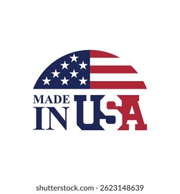made in usa stamp label logo vector design with united states flag element	