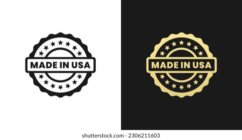 Made in USA Stamp or Made in USA Label Vector Isolated in Flat Style. Best Made in USA stamp for product packaging design element. Made in USA label for packaging design element.