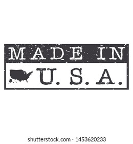 Made In USA. Stamp Rectagle Map. Logo Icon Symbol. Design Certificated.