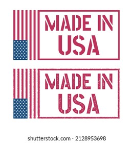hecho en el set de sellos de ee.uu., emblema de producto americano