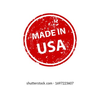 Made in USA stamp vector texture. Rubber cliche imprint. Web or print design element for sign, sticker, label