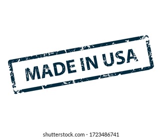 Made in USA stamp vector texture. Rubber cliche imprint. Web or print design element for sign, sticker, label