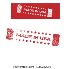 made in usa stamp.Rubber seal stamp with scratched texture.