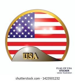 Made in USA sticker. Happy America day sticker. Illustration with white background. Bright illustration with flag. Bright background with flag of USA. Vector illustration.