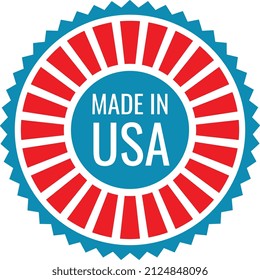Made in USA sticker. Round label in vintage style