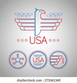 Made in the USA Symbol with American color, flag and eagle, simple line design, vector illustration