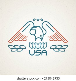 Made in the USA Symbol with American flag and eagle templates emblems. Vector illustration 