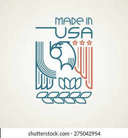 Made in the USA Symbol with American flag and eagle templates emblems. Vector illustration 