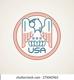 Made in the USA Symbol with American flag and eagle templates emblems. Vector illustration 