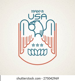 Made in the USA Symbol with American flag and eagle templates emblems. Vector illustration 