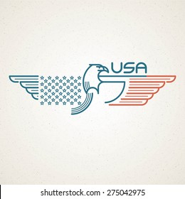 Made in the USA Symbol with American flag and eagle templates emblems. Vector illustration 