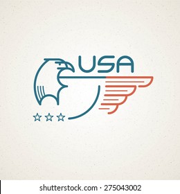 Made in the USA Symbol with American flag and eagle templates emblems. Vector illustration 
