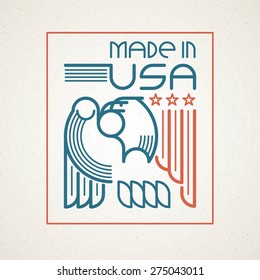 Made in the USA Symbol with American flag and eagle templates emblems. Vector illustration 