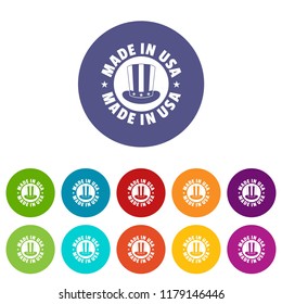Made in USA top hat icons color set vector for any web design on white background
