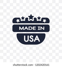 Made in USA transparent icon. Made in USA symbol design from United states of america collection. Simple element vector illustration on transparent background.