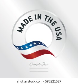 Made in USA transparent logo icon silver background