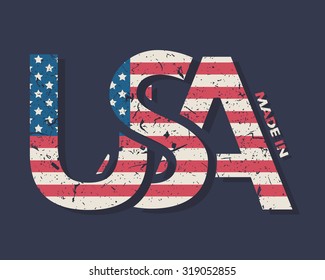 Made in the USA typography design, t-shirt graphics. 