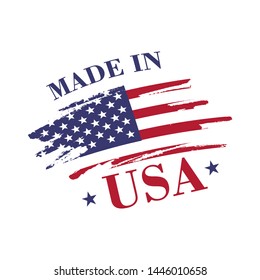 Made in USA (United States of America) label. Badge, label for shopping, web