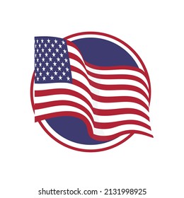 Made in USA United States of America. American flag for badge, label or pin.  Vector