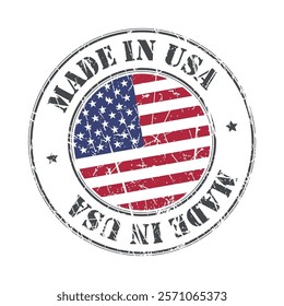 Made in USA united states of america stamp scratched flag badge logo vector illustration