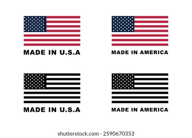 Made in U.S.A variations with flag