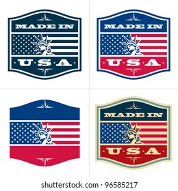 Made in USA. Vector badge, label.