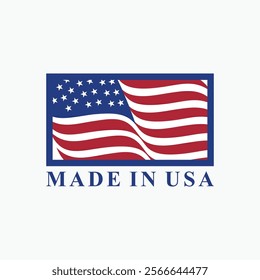 made in usa vector design with waving United States flag element