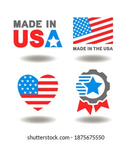 Made in the USA vector icon. American Product National Quality Standard Assurance Symbol. America emblem.