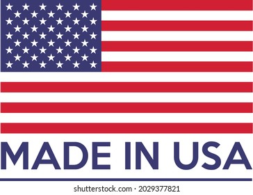Made in USA vector icon with American flag. Vector logo or premium quality warranty label for package design