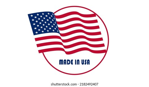 Hecho en Estados Unidos. La imagen vectorial puede utilizarse como etiqueta, etiqueta, etiqueta, marca, logotipo, banner o ondulación Bandera de los Estados Unidos de América