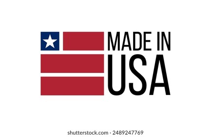 made in usa, vector logo with united states flag