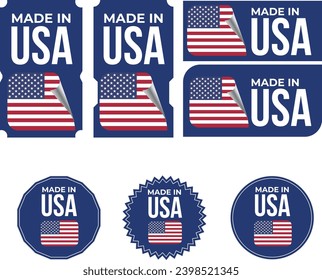 Made in USA, vector logos with Japan flag painted circles and stripe