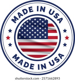 Made in USA Vector Stamp with American Flag