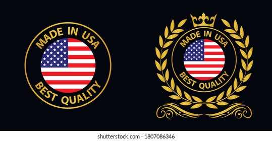 fabricado en el sello vectorial de EE.UU. insignia con bandera de los Estados Unidos